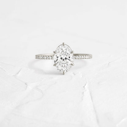 Pave- Oval Lab Grown Diamond Engagement Ring