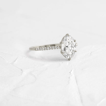 Pave- Oval Lab Grown Diamond Engagement Ring