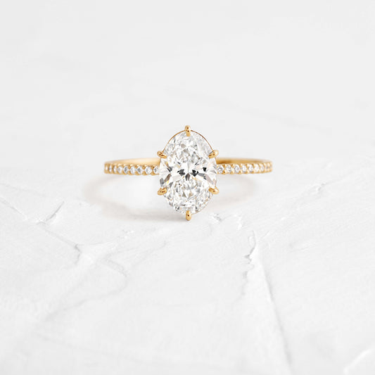 Pave- Oval Lab Grown Diamond Engagement Ring