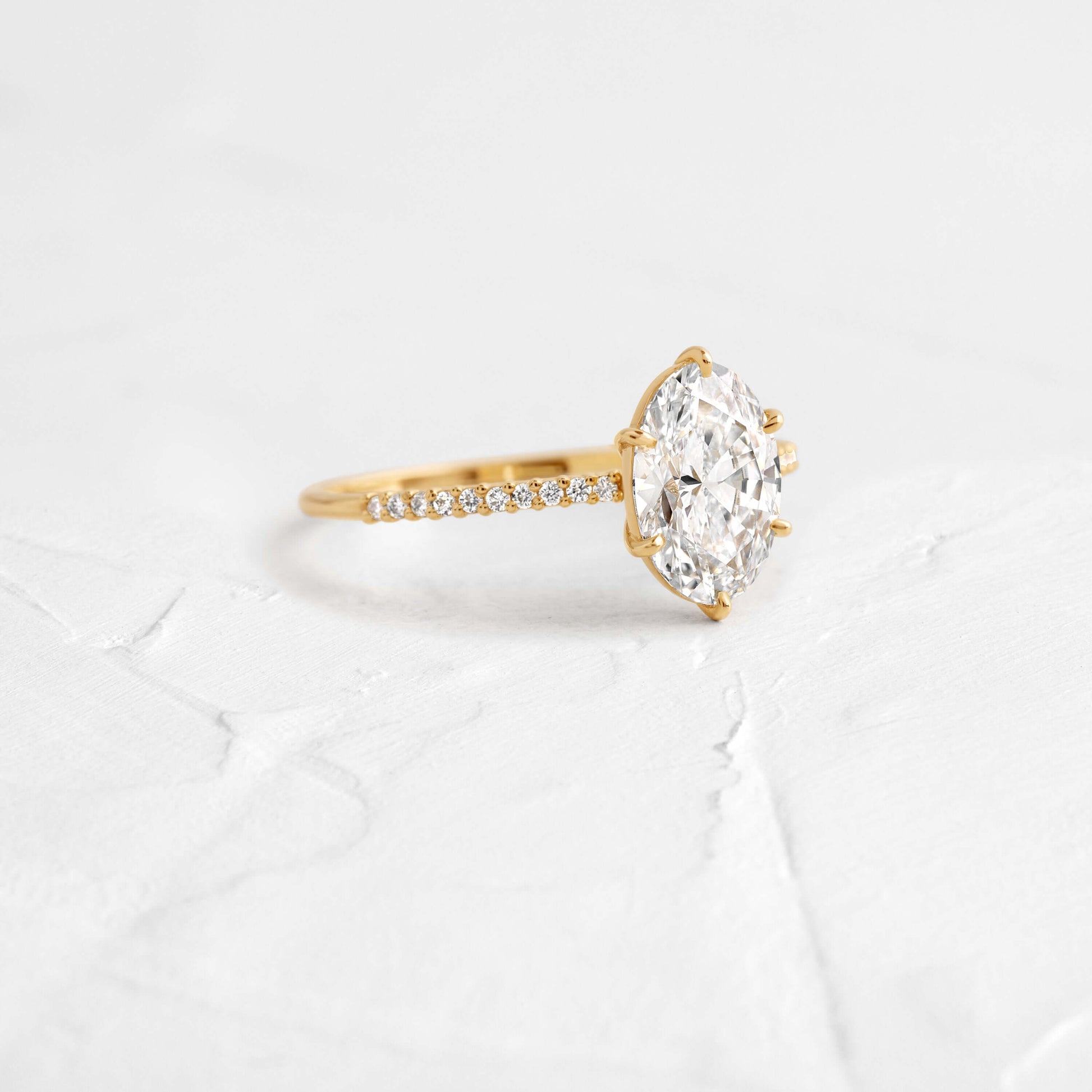 Pave- Oval Lab Grown Diamond Engagement Ring