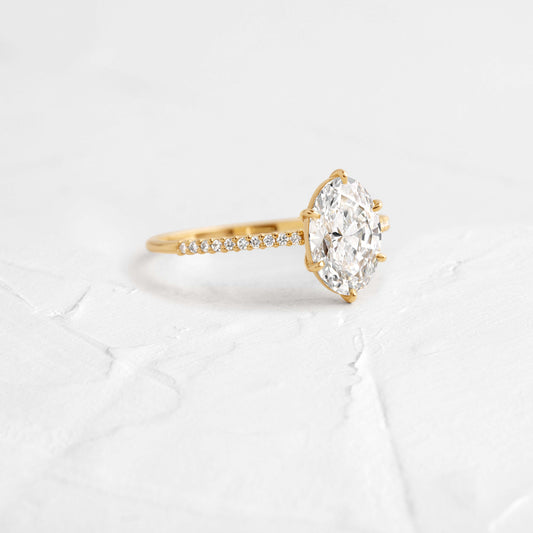 Pave- Oval Lab Grown Diamond Engagement Ring