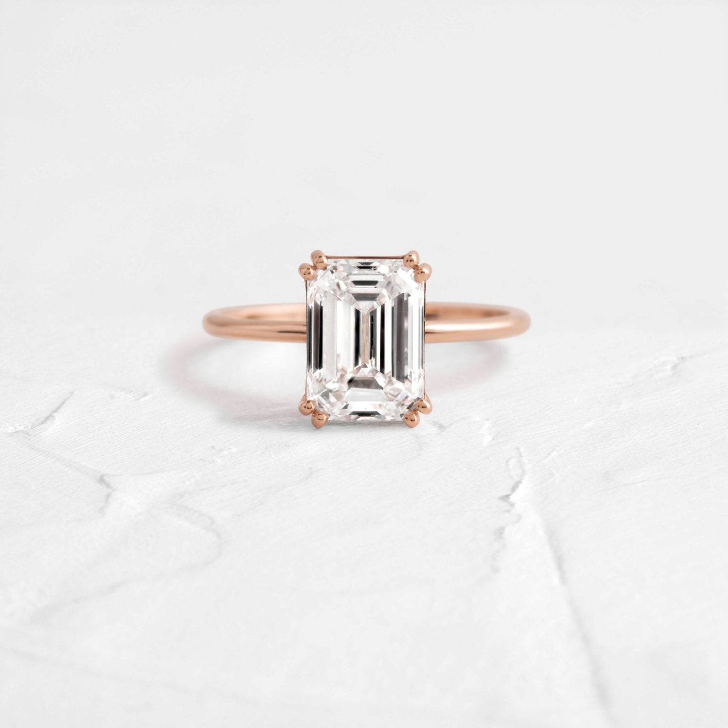 Solitaire Double Prong-Emerald Lab Grown Diamond Engagement Ring