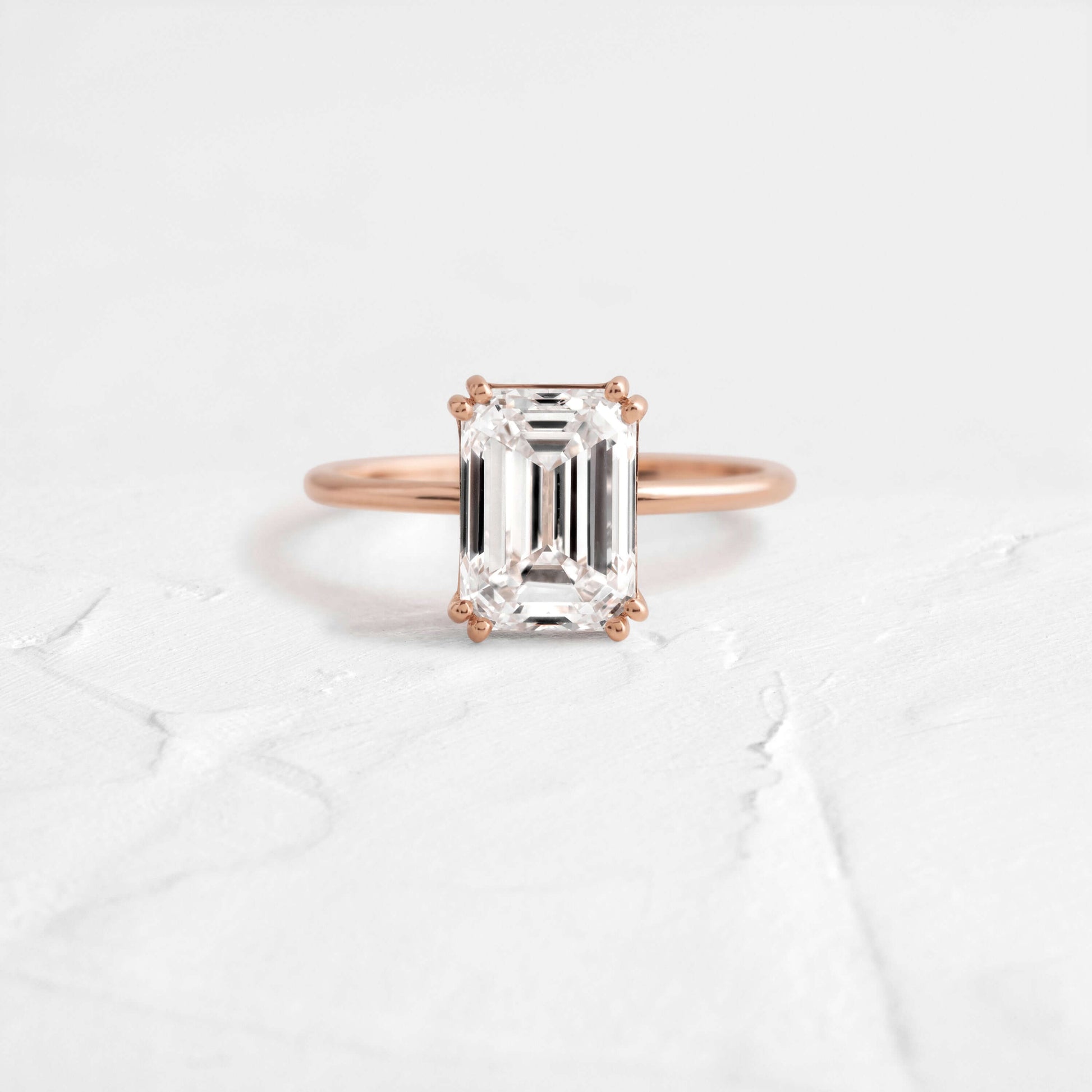Solitaire Double Prong-Emerald Lab Grown Diamond Engagement Ring