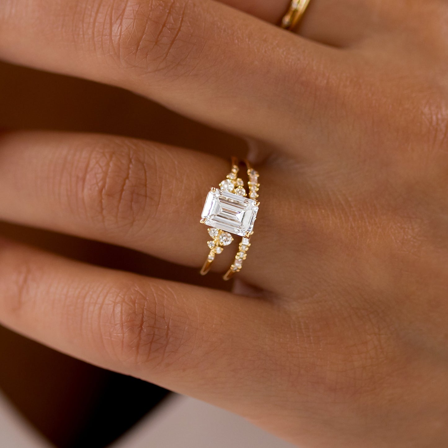 Cluster-Emerald Lab Grown Diamond Engagement Ring