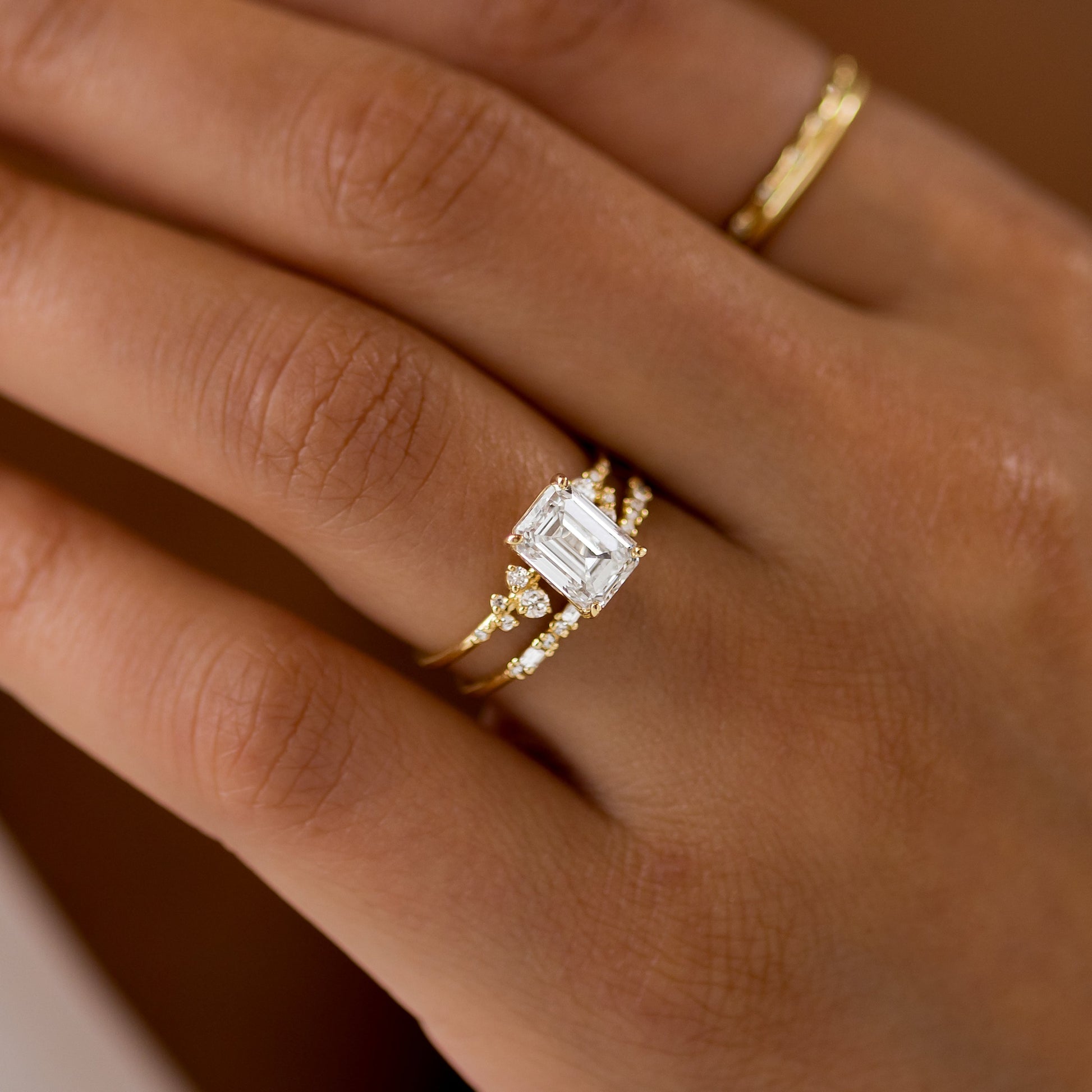 Cluster-Emerald Lab Grown Diamond Engagement Ring