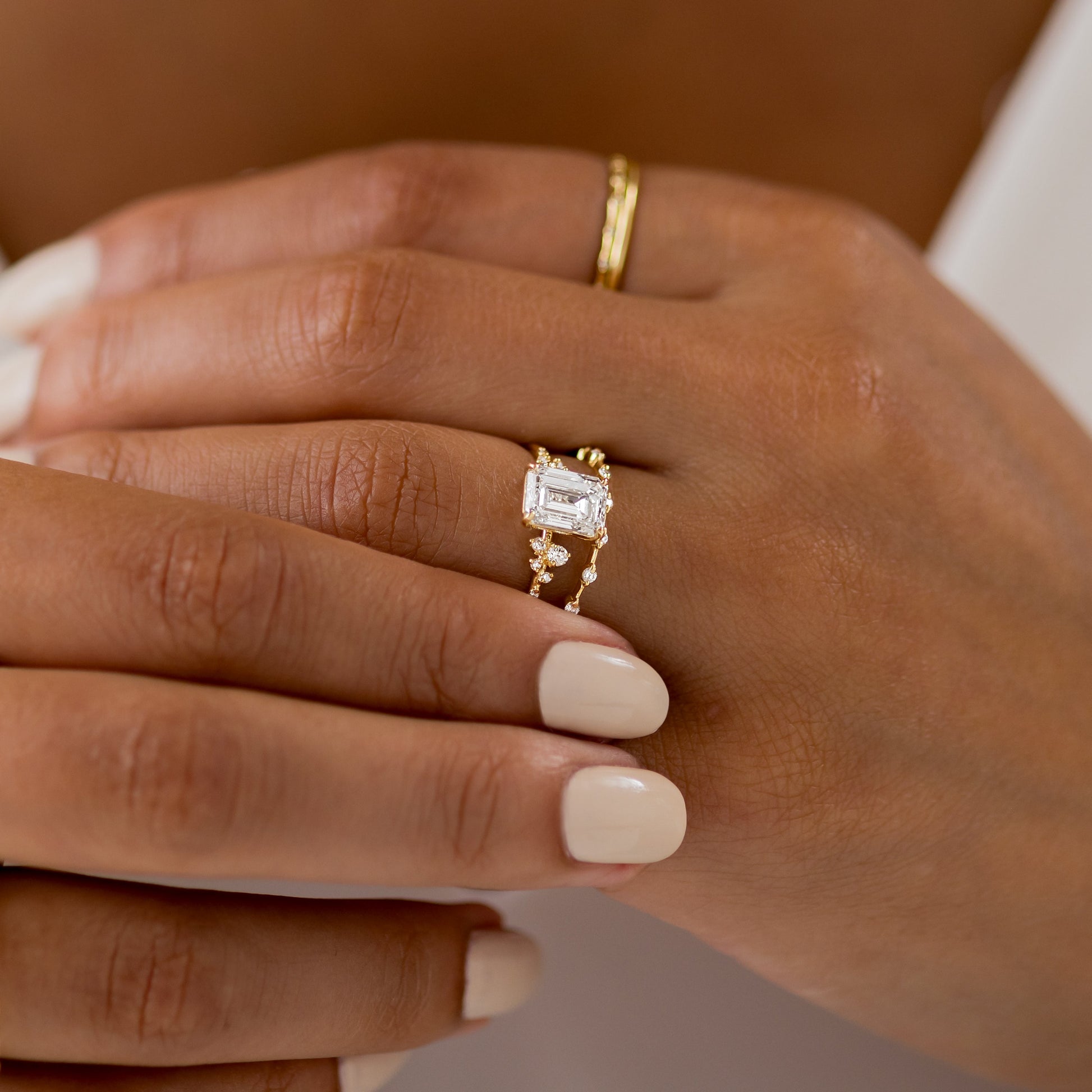 Cluster-Emerald Lab Grown Diamond Engagement Ring