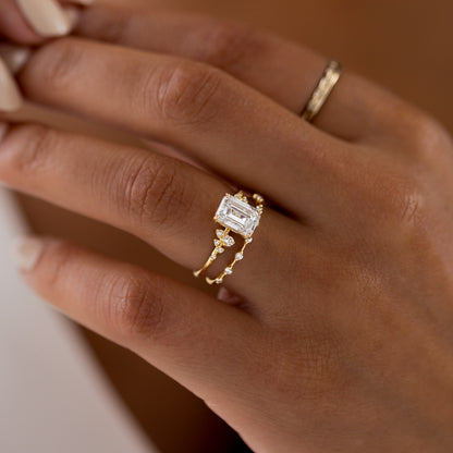 Cluster-Emerald Lab Grown Diamond Engagement Ring