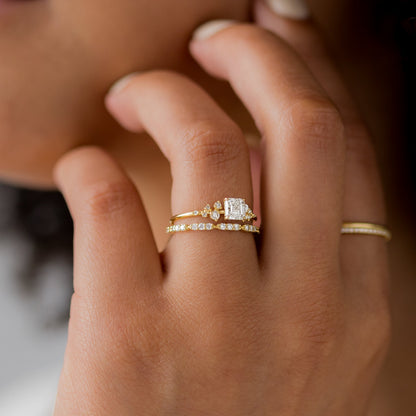 Cluster-Asscher Lab Grown Diamond Engagement Ring