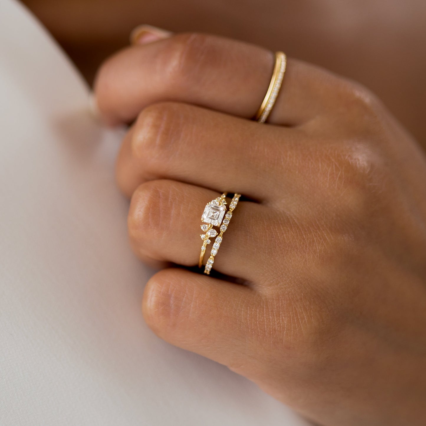 Cluster-Asscher Lab Grown Diamond Engagement Ring