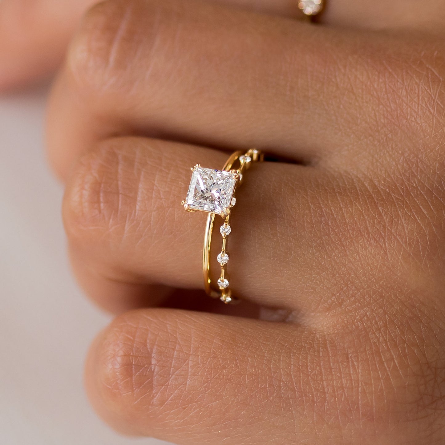 Solitaire Double Prong-Princess Lab Grown Diamond Engagement Ring