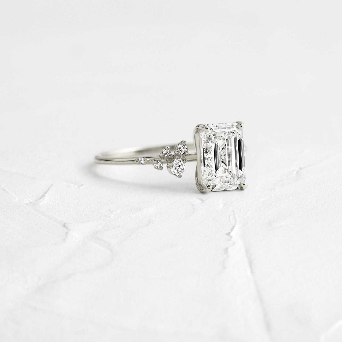 Cluster-Emerald Lab Grown Diamond Engagement Ring
