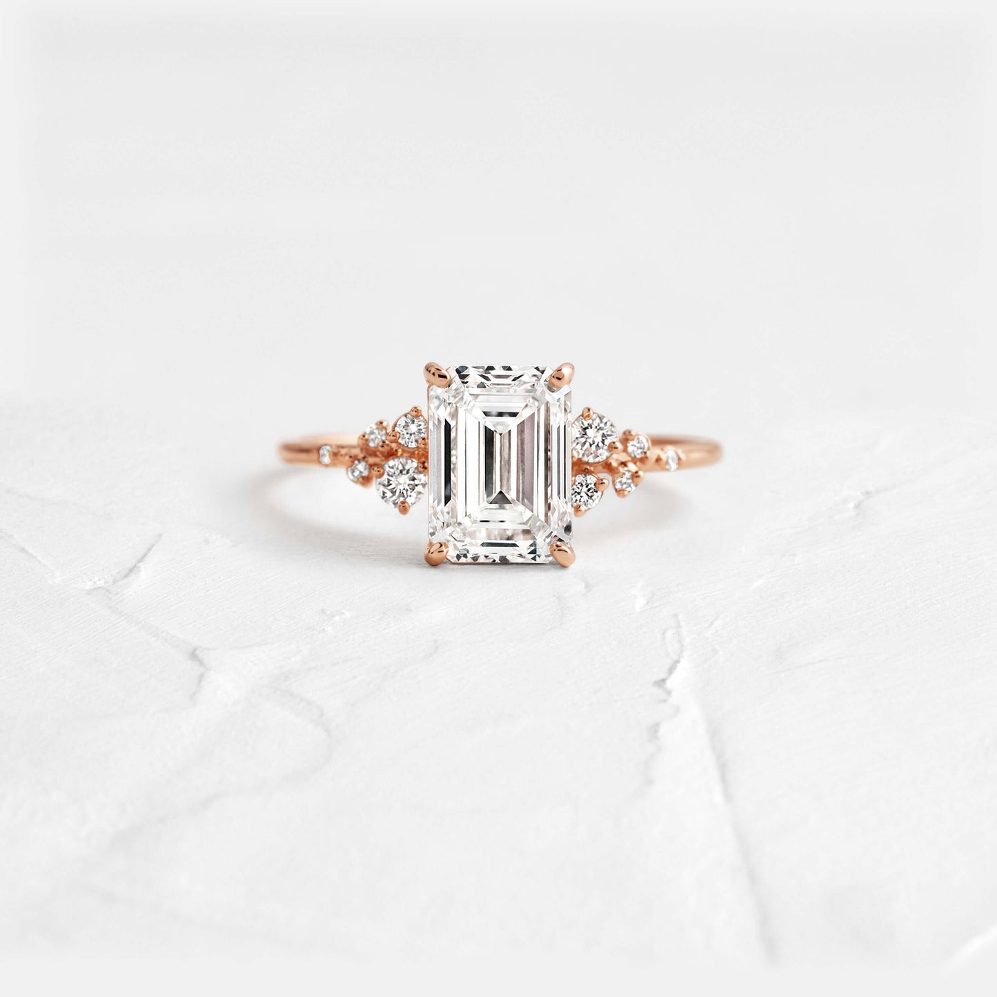 Cluster-Emerald Lab Grown Diamond Engagement Ring