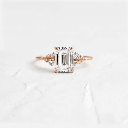 Cluster-Emerald Lab Grown Diamond Engagement Ring