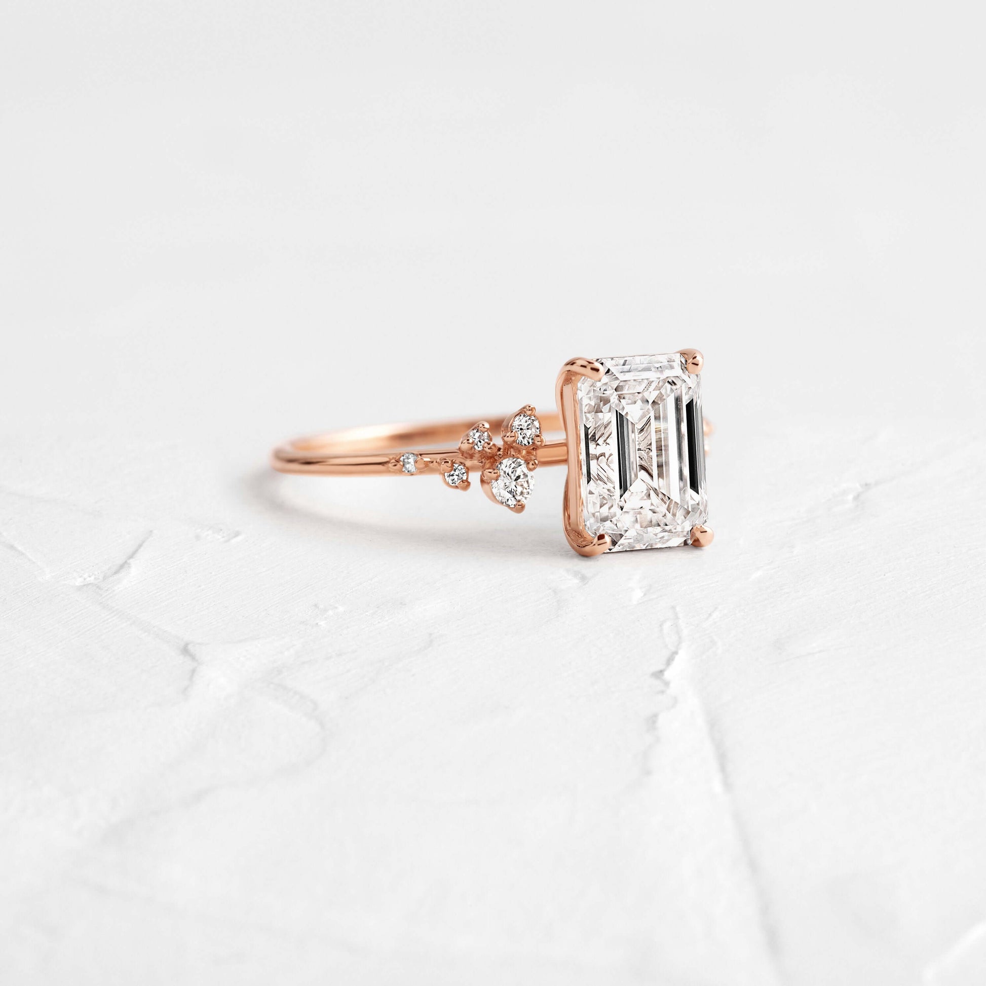 Cluster-Emerald Lab Grown Diamond Engagement Ring