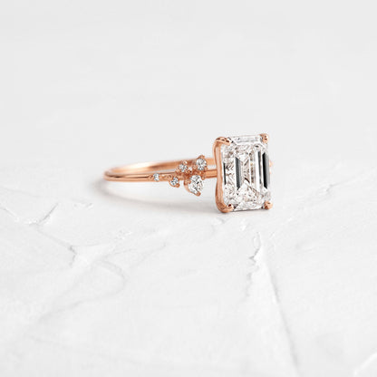 Cluster-Emerald Lab Grown Diamond Engagement Ring