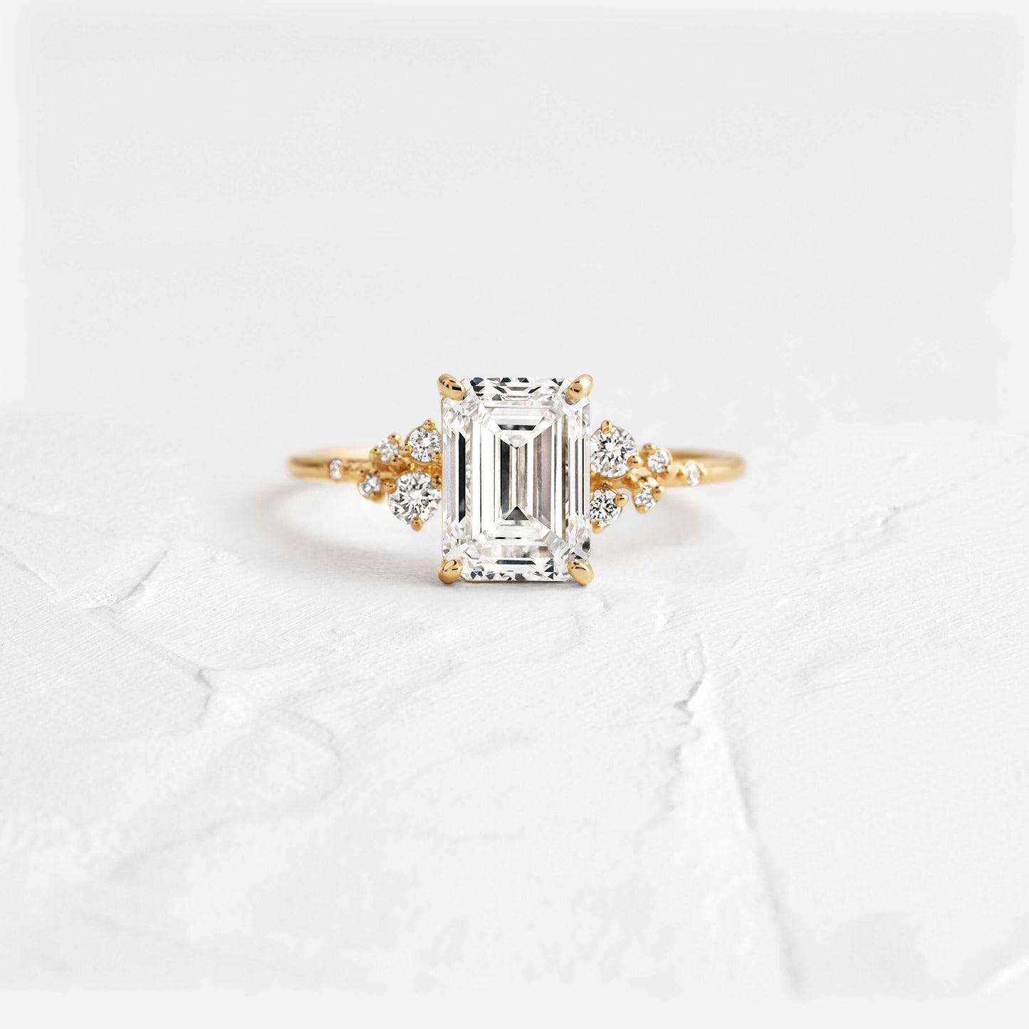 Cluster-Emerald Lab Grown Diamond Engagement Ring