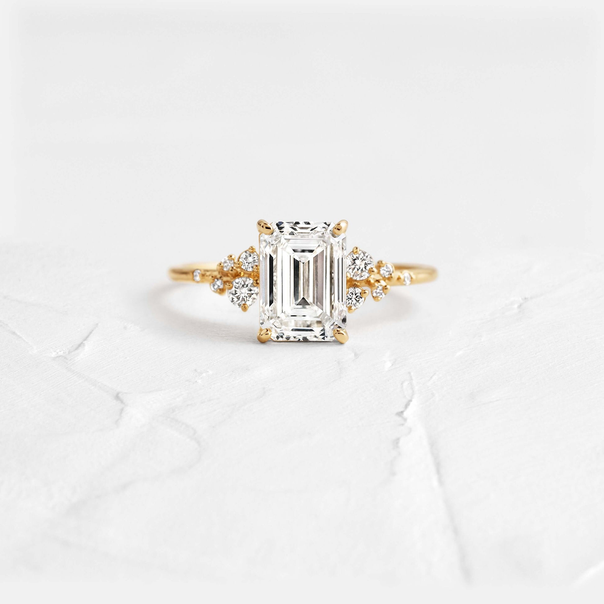 Cluster-Emerald Lab Grown Diamond Engagement Ring