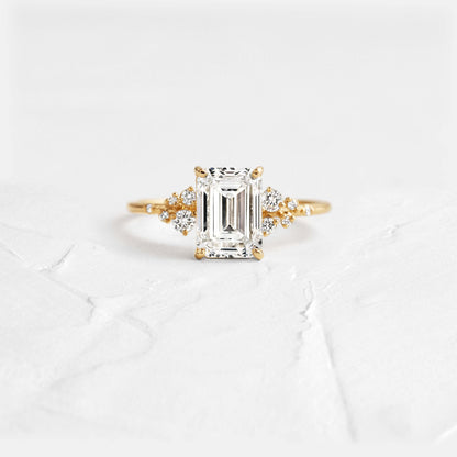 Cluster-Emerald Lab Grown Diamond Engagement Ring