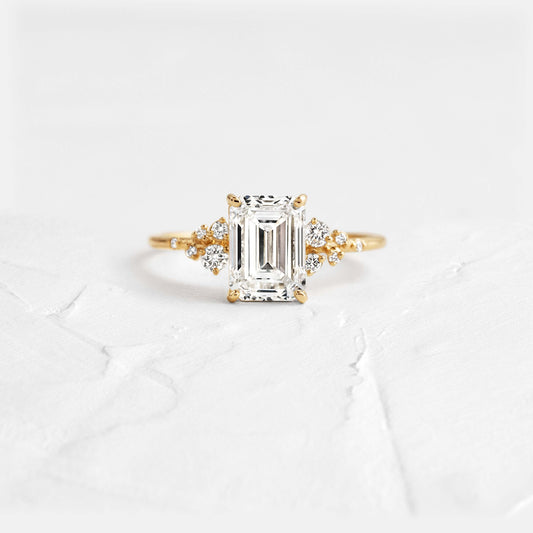 Cluster-Emerald Lab Grown Diamond Engagement Ring
