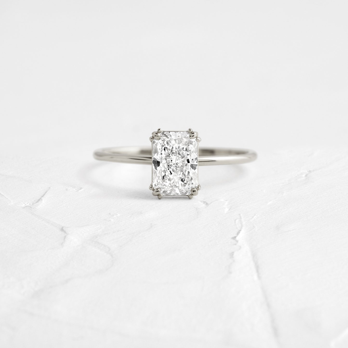 Solitaire Triple Prong-Radiant Lab Grown Diamond Engagement Ring