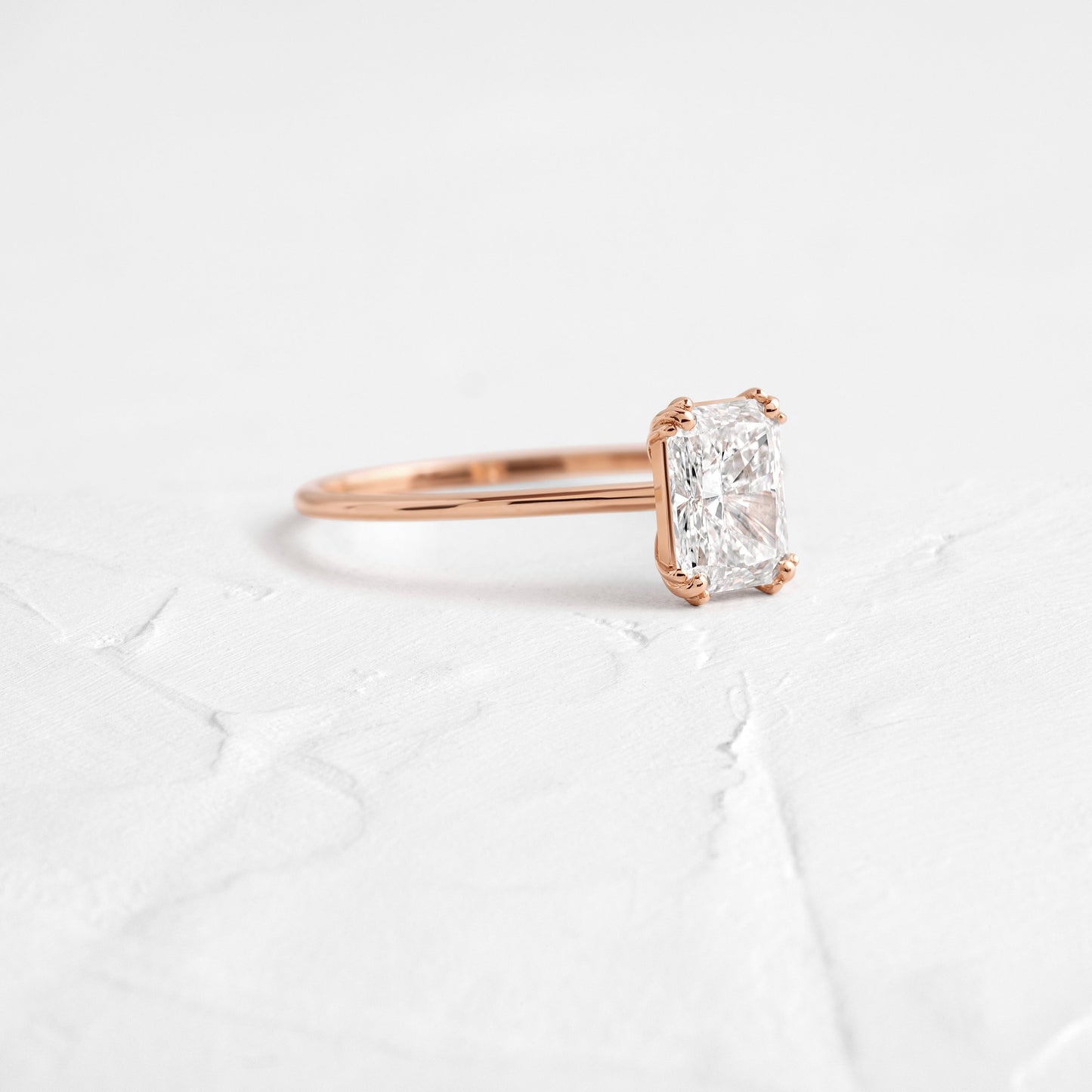 Solitaire Triple Prong-Radiant Lab Grown Diamond Engagement Ring