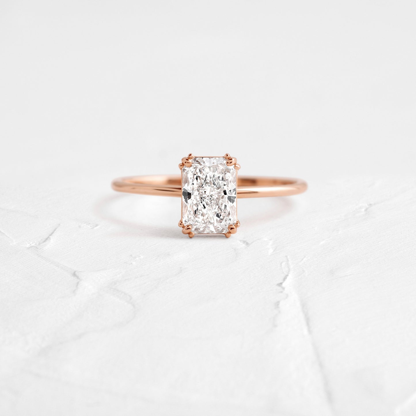 Solitaire Triple Prong-Radiant Lab Grown Diamond Engagement Ring