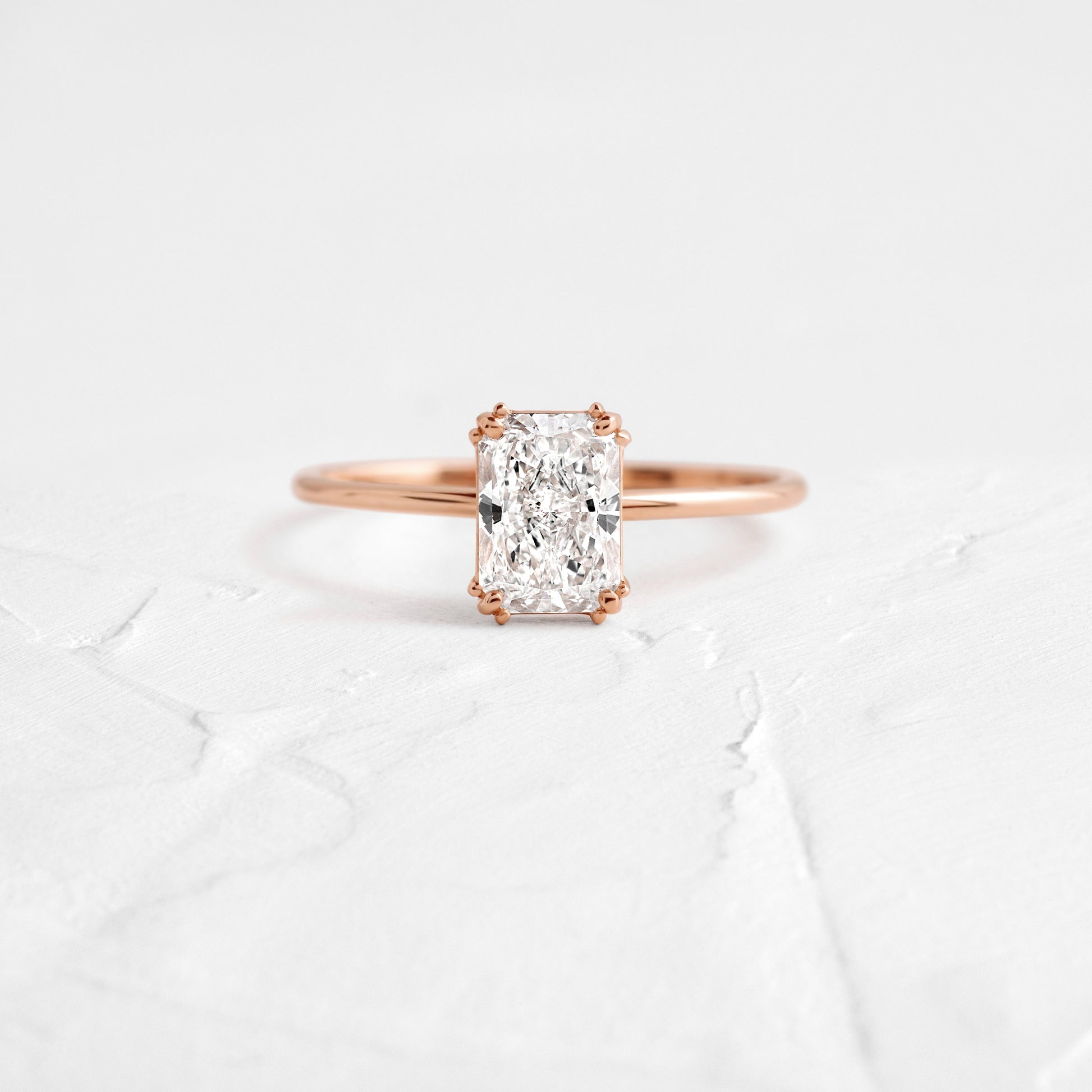 Solitaire Triple Prong-Radiant Lab Grown Diamond Engagement Ring