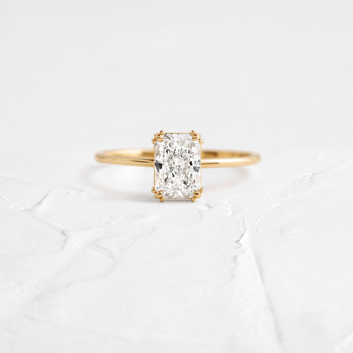 Solitaire Triple Prong-Radiant Lab Grown Diamond Engagement Ring