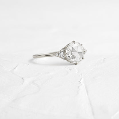 Cluster-Rose Cut Lab Grown Diamond Engagement Ring