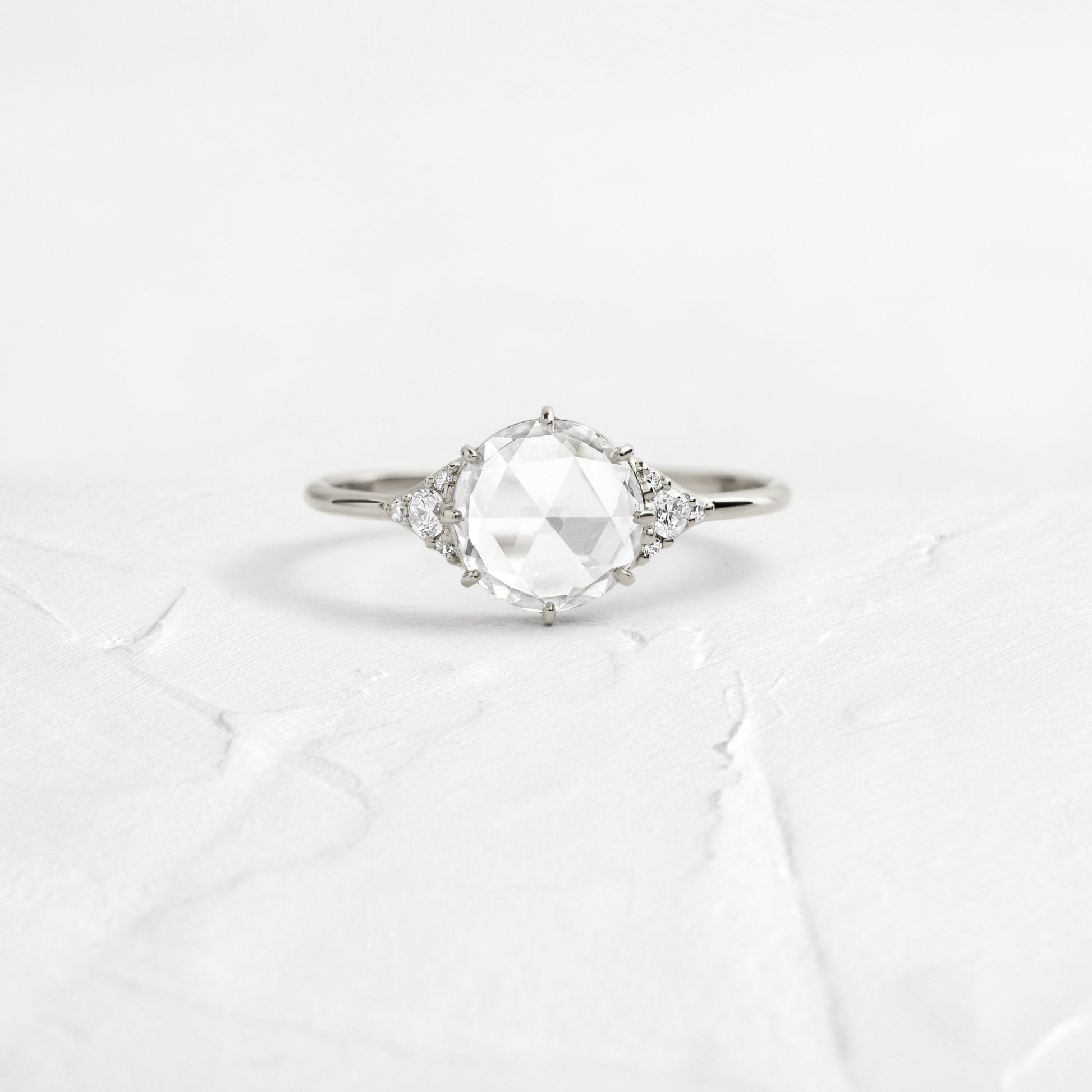 Cluster-Rose Cut Lab Grown Diamond Engagement Ring