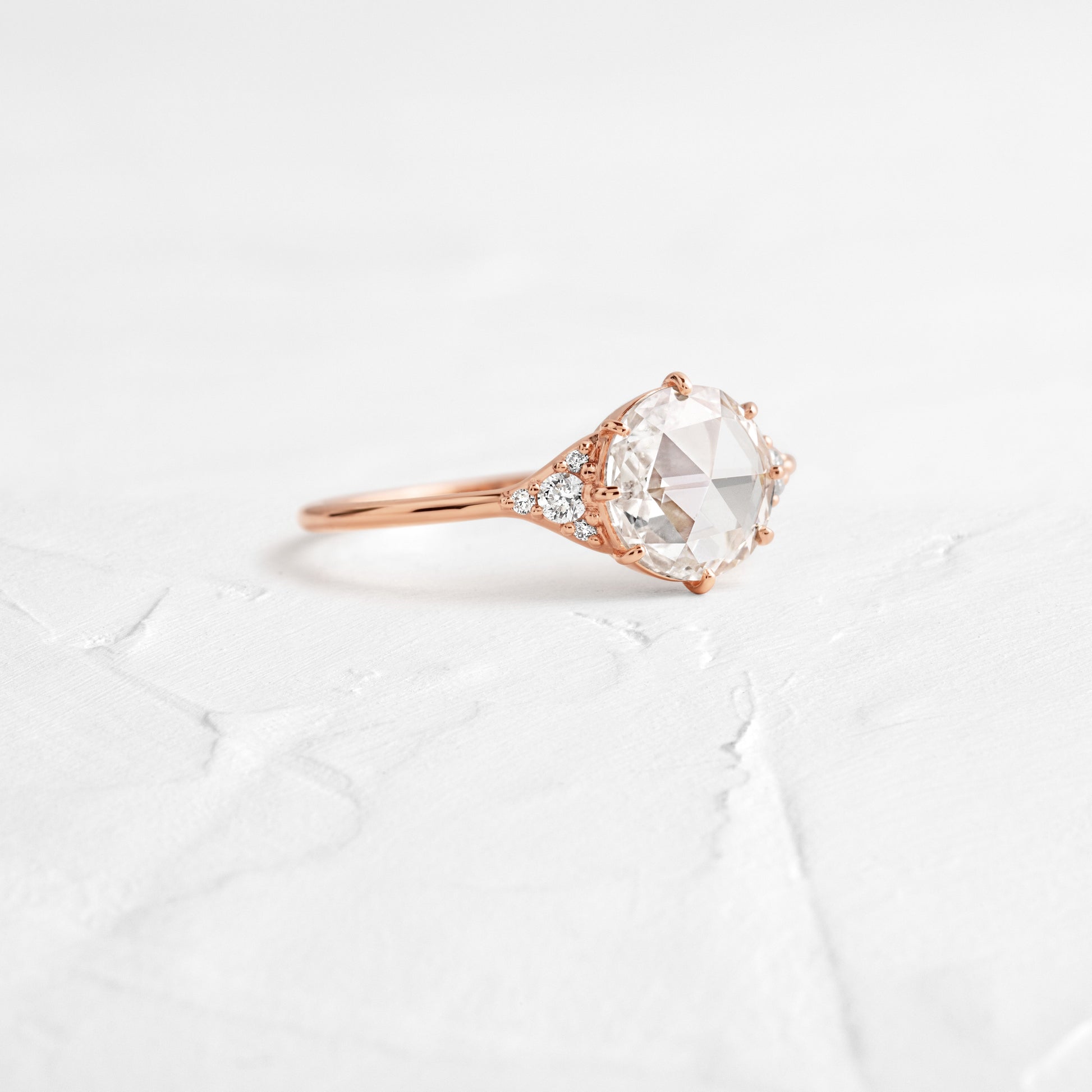 Cluster-Rose Cut Lab Grown Diamond Engagement Ring