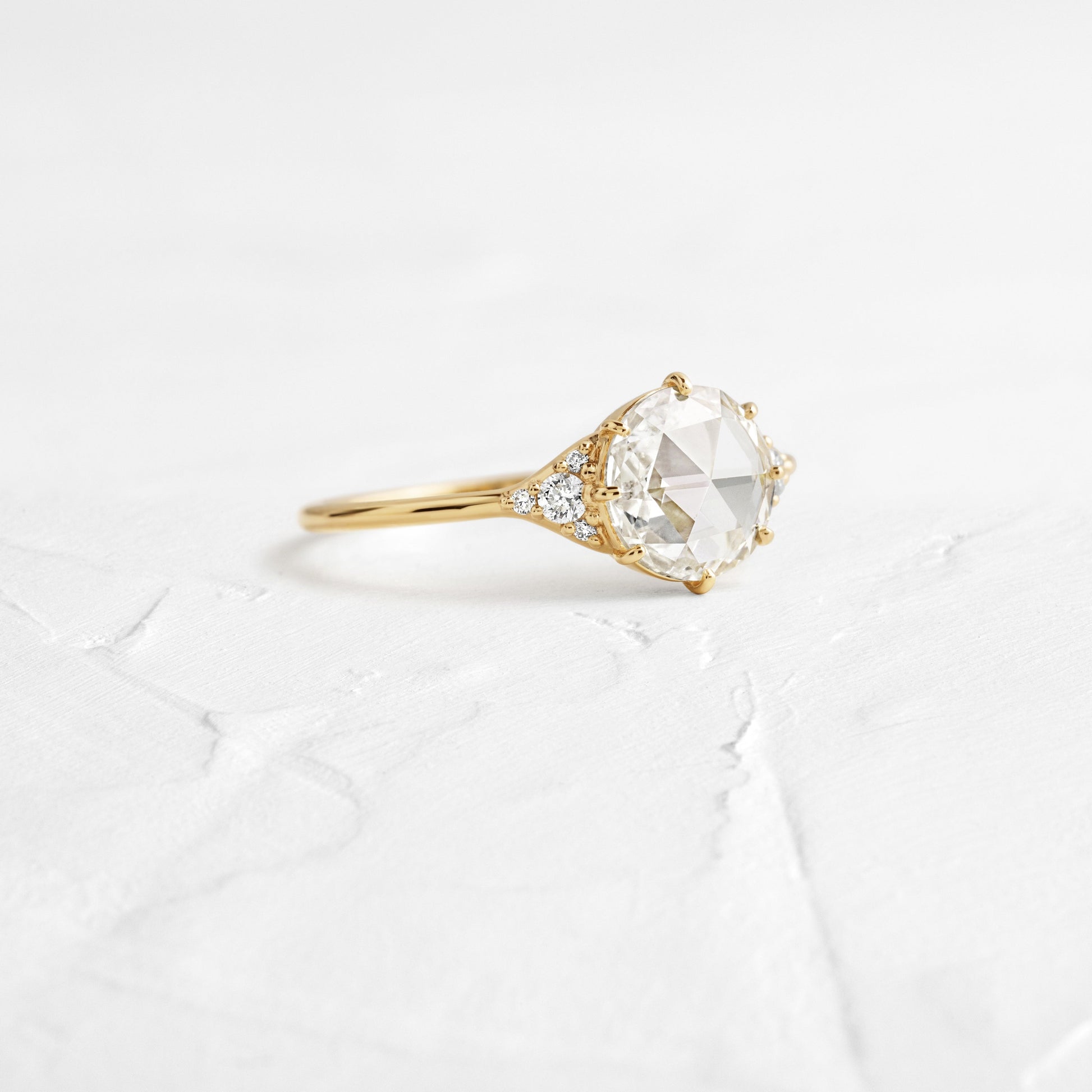 Cluster-Rose Cut Lab Grown Diamond Engagement Ring