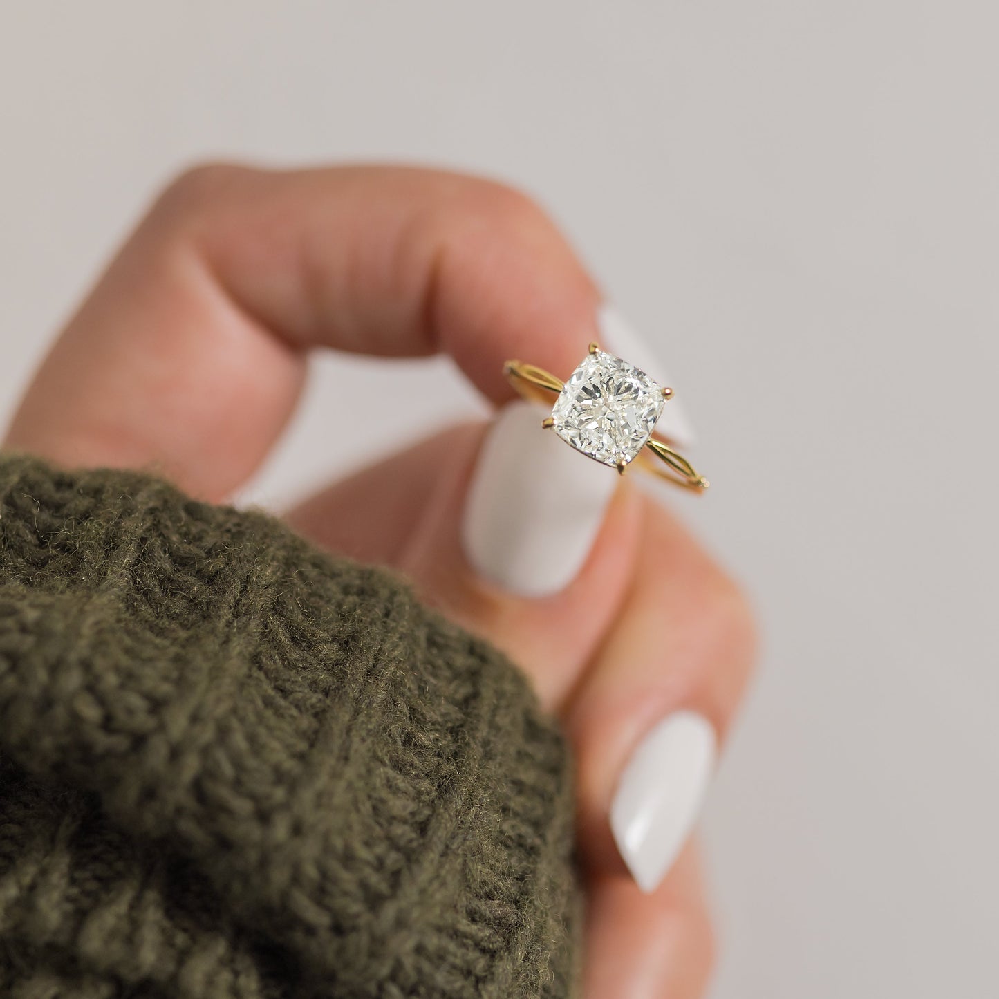 Criss Cross & Dainty Pave-Cushion Lab Grown Diamond Engagement Ring