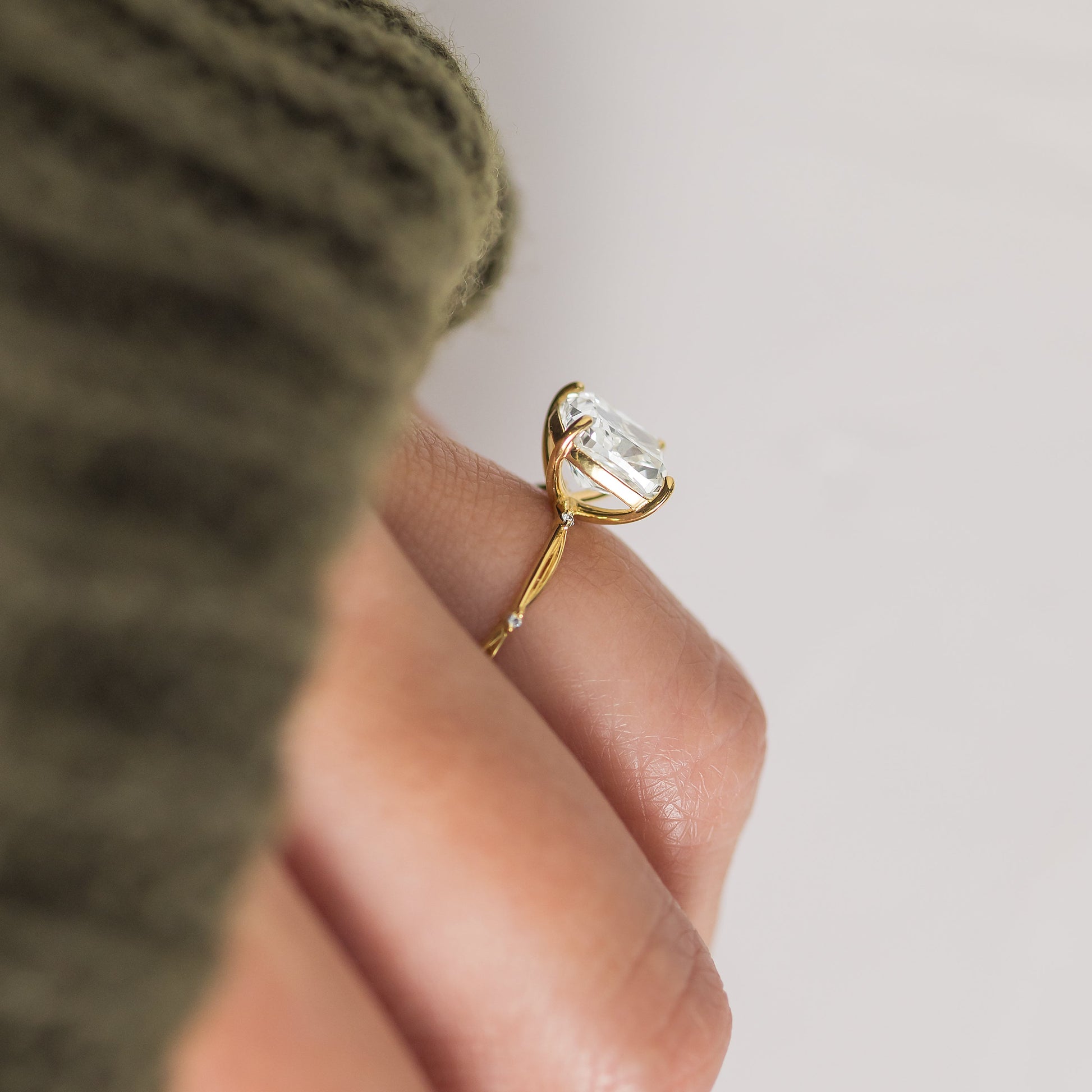 Criss Cross & Dainty Pave-Cushion Lab Grown Diamond Engagement Ring