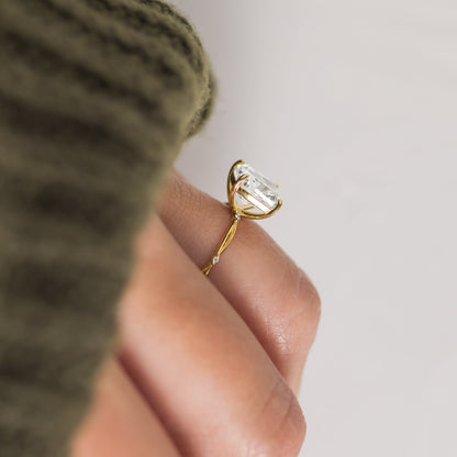 Criss Cross & Dainty Pave-Cushion Lab Grown Diamond Engagement Ring