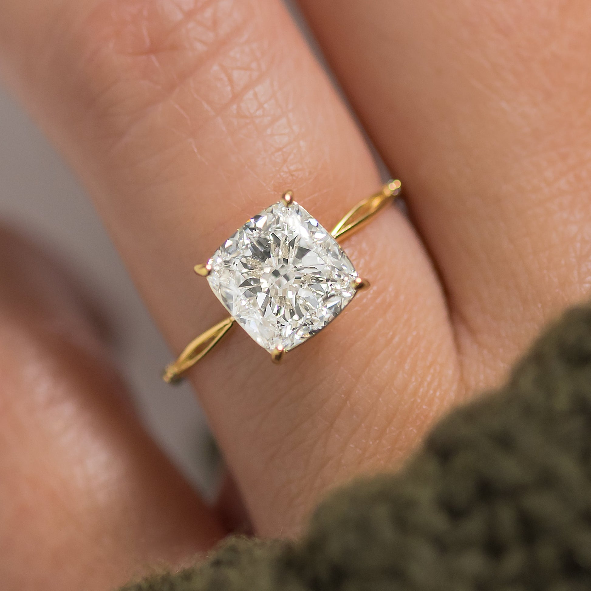 Criss Cross & Dainty Pave-Cushion Lab Grown Diamond Engagement Ring