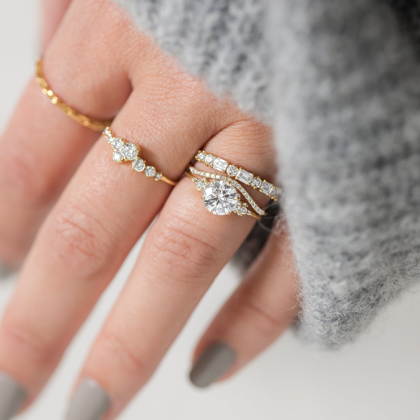 Cluster-Round Lab Grown Diamond Engagement Ring