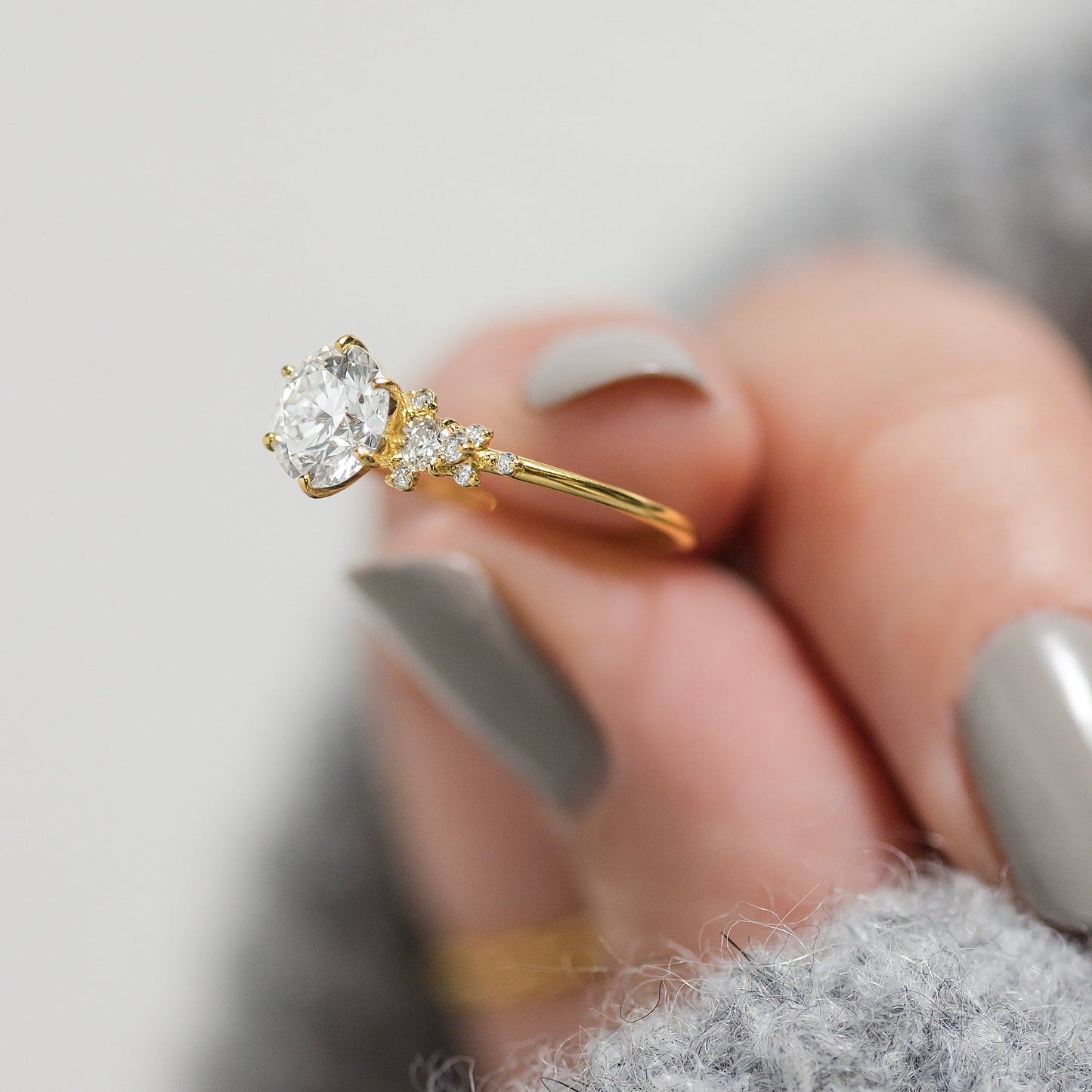 Cluster-Round Lab Grown Diamond Engagement Ring