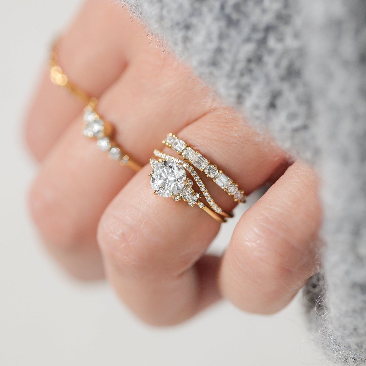 Cluster-Round Lab Grown Diamond Engagement Ring