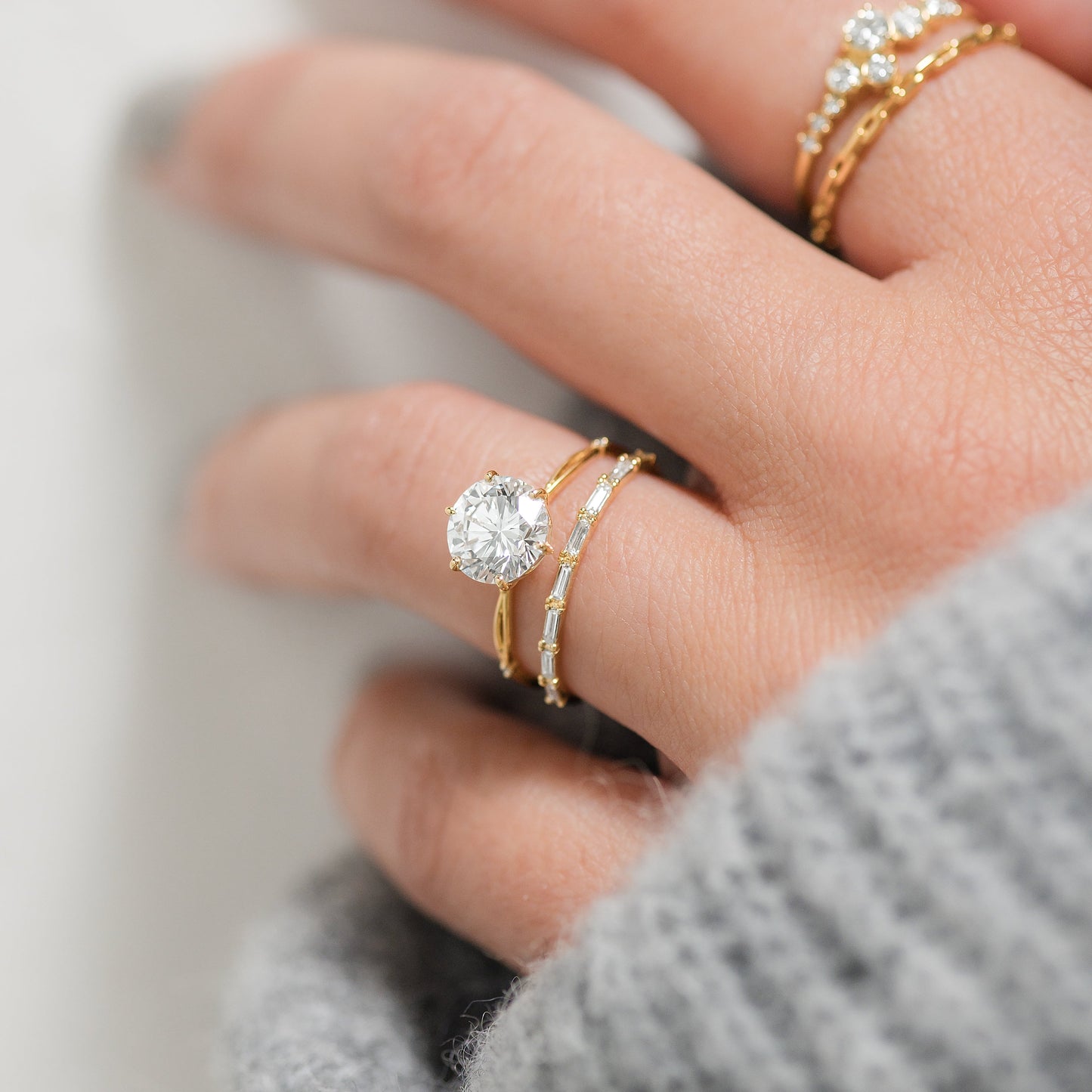 Criss Cross & Dainty Pave-Round Lab Grown Diamond Engagement Ring