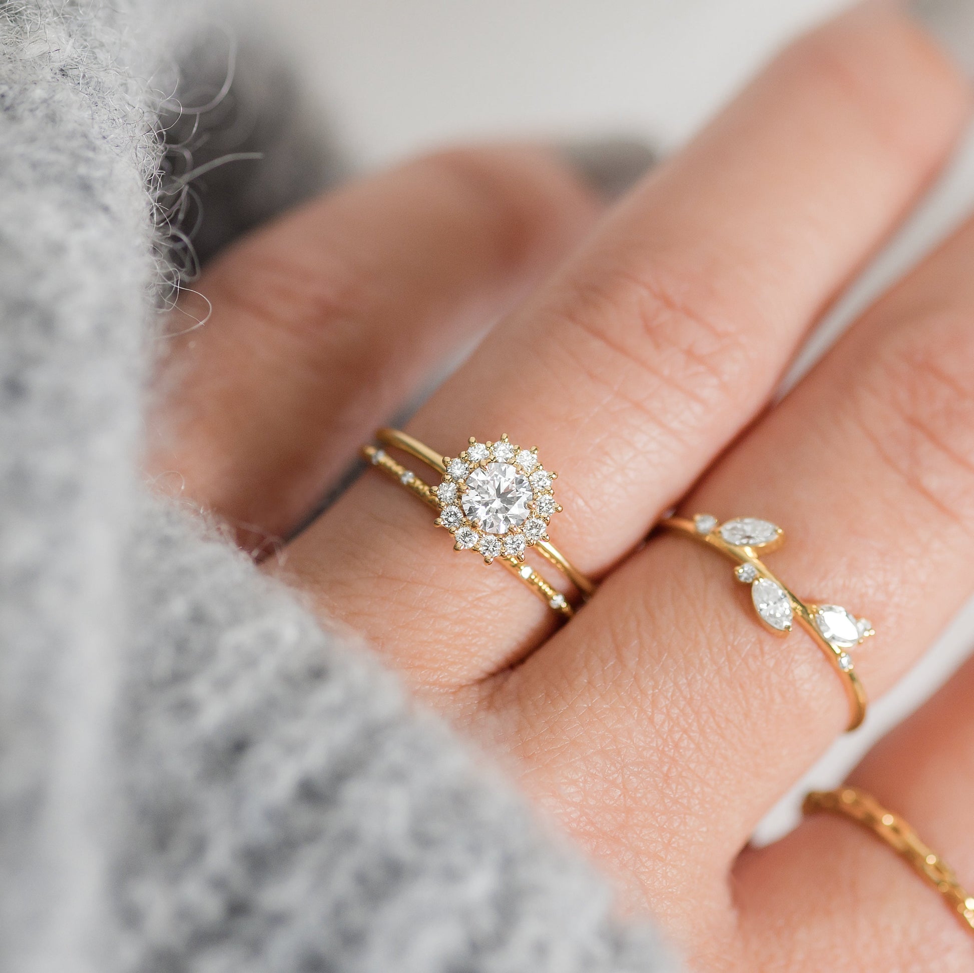 Halo-Round Lab Grown Diamond Engagement Ring