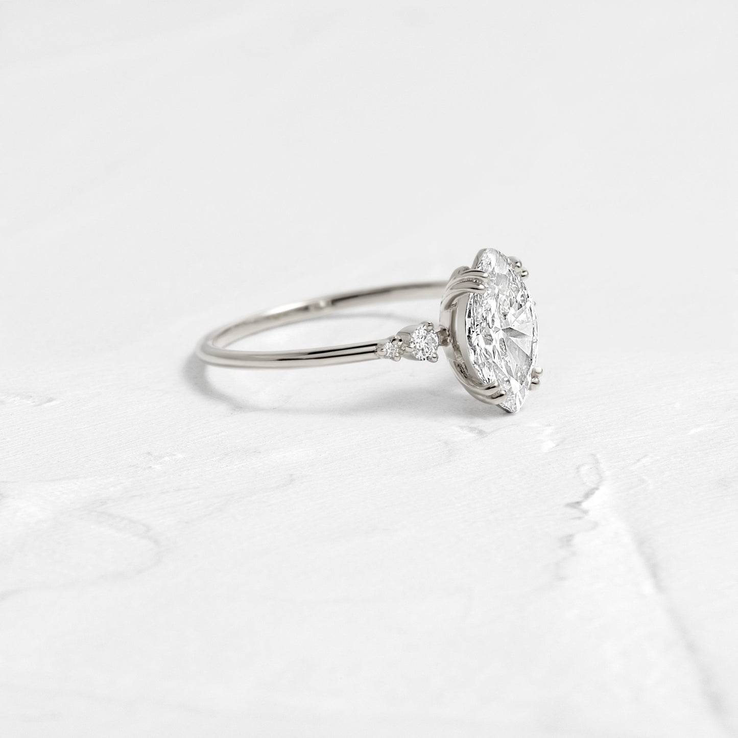 Cluster & Double Prong-Marquise Lab Grown Diamond Engagement Ring
