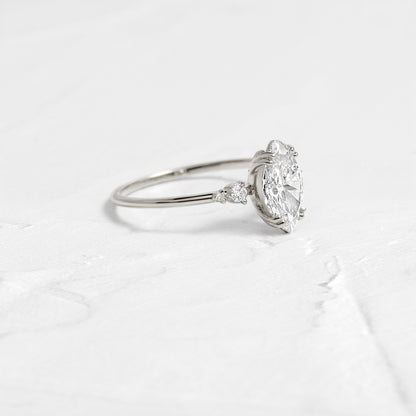 Cluster & Double Prong-Marquise Lab Grown Diamond Engagement Ring