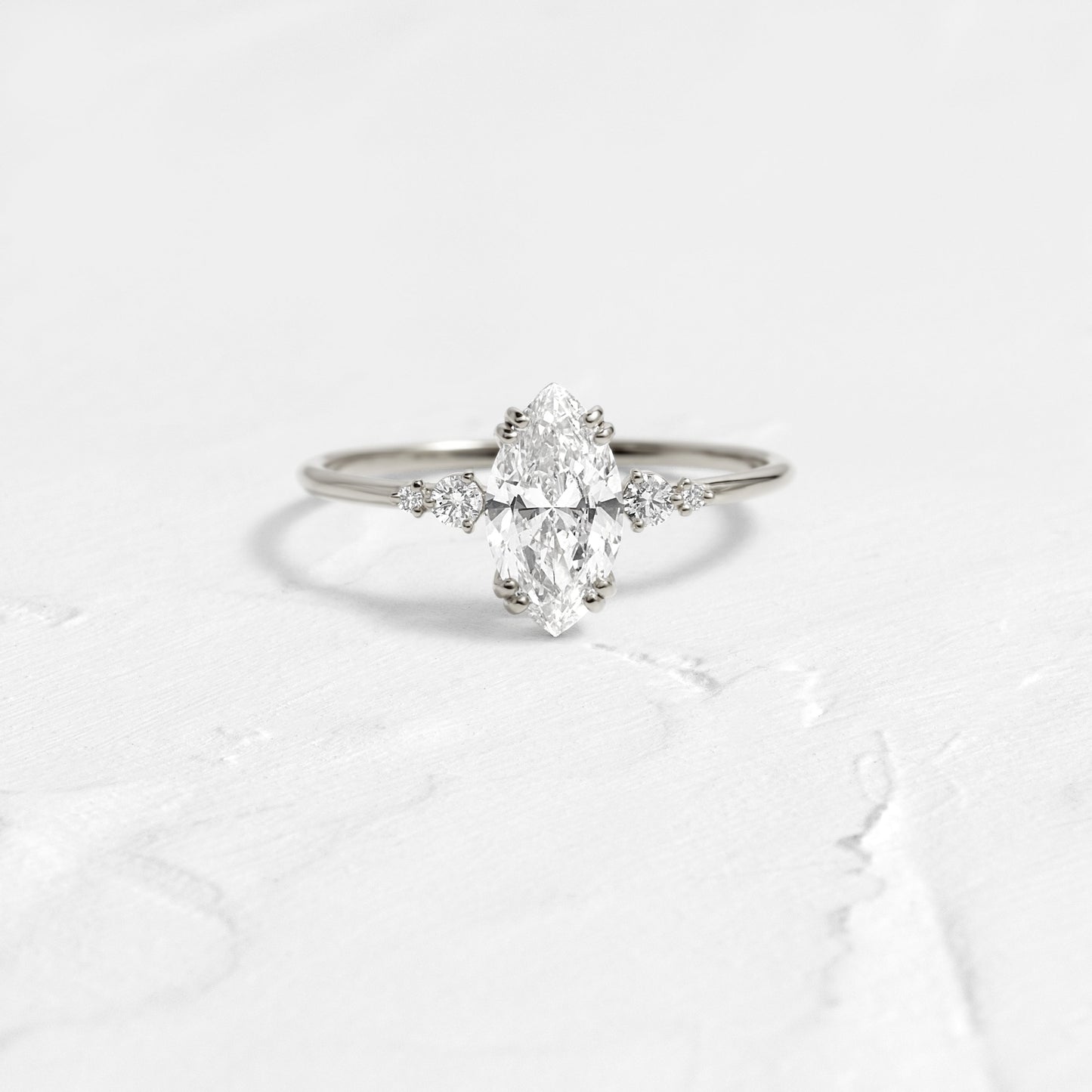 Cluster & Double Prong-Marquise Lab Grown Diamond Engagement Ring