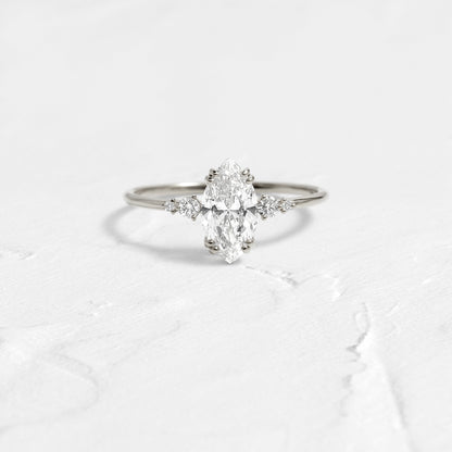 Cluster & Double Prong-Marquise Lab Grown Diamond Engagement Ring