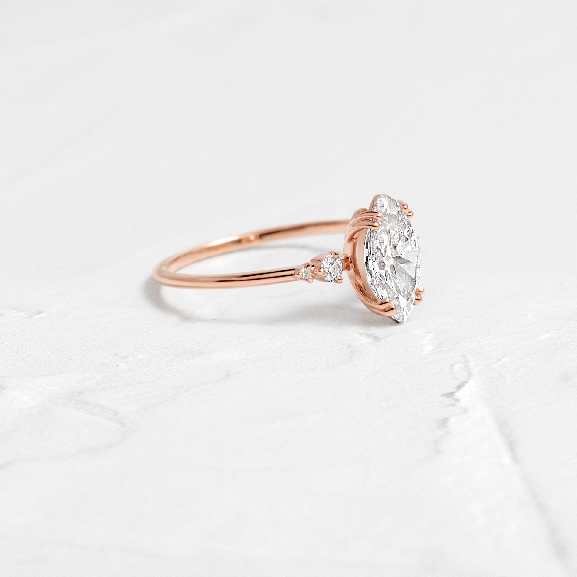 Cluster & Double Prong-Marquise Lab Grown Diamond Engagement Ring