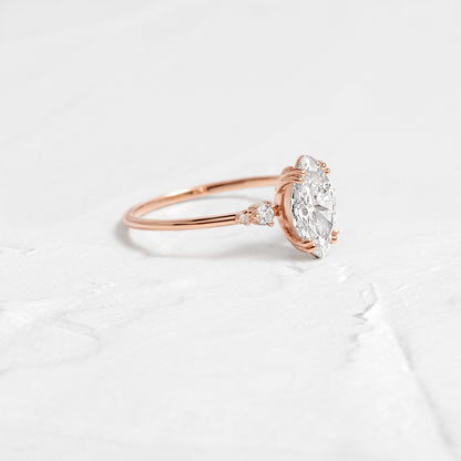 Cluster & Double Prong-Marquise Lab Grown Diamond Engagement Ring