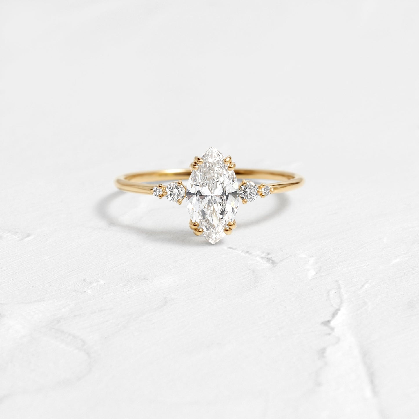 Cluster & Double Prong-Marquise Lab Grown Diamond Engagement Ring