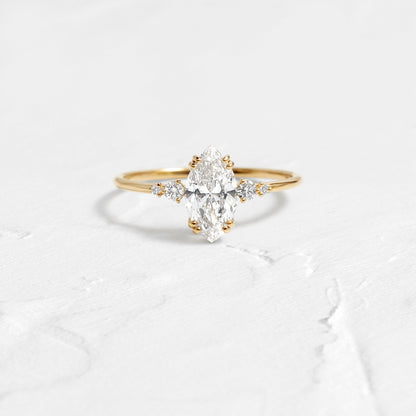 Cluster & Double Prong-Marquise Lab Grown Diamond Engagement Ring