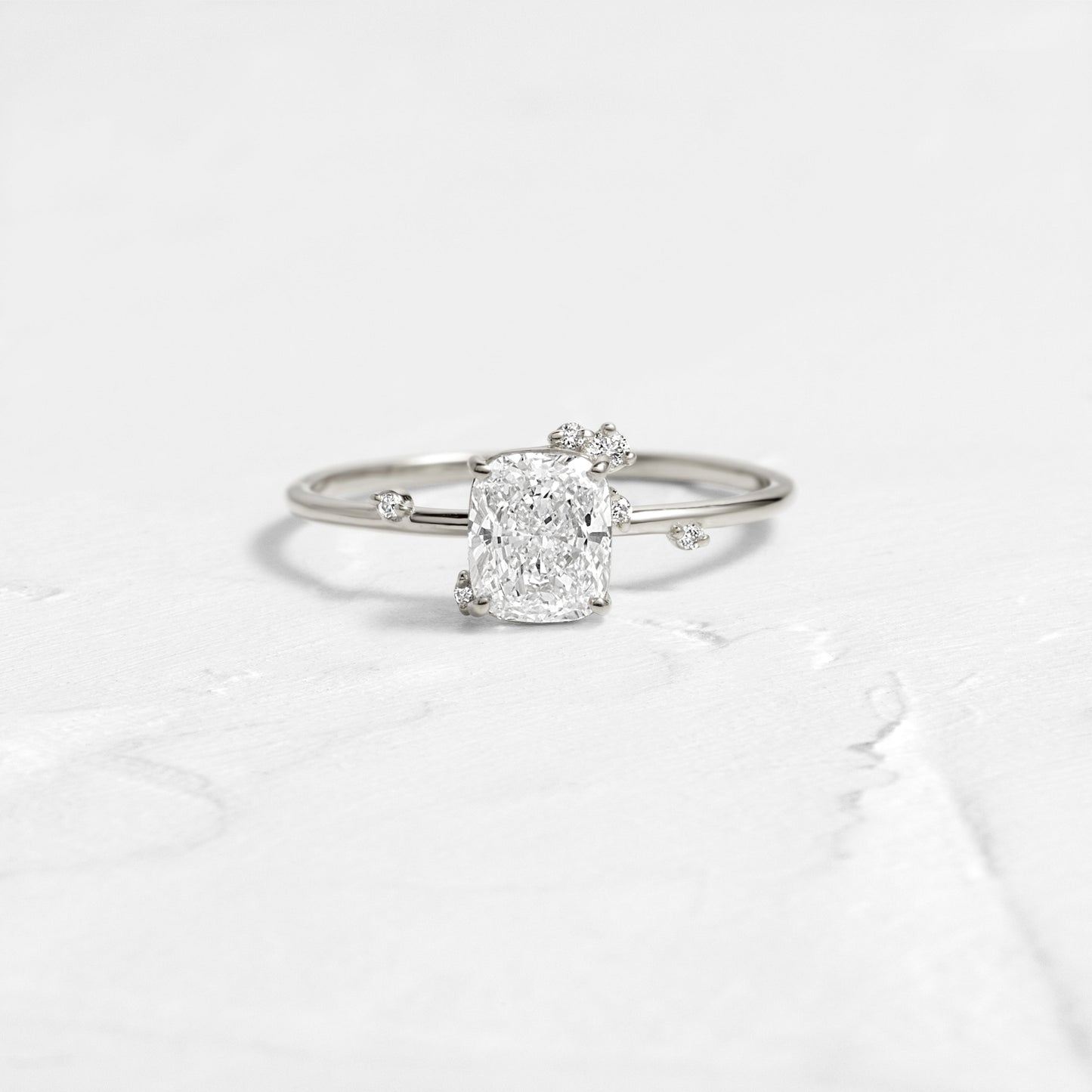 Cluster-Elongated Cushion Lab Grown Diamond Engagement Ring